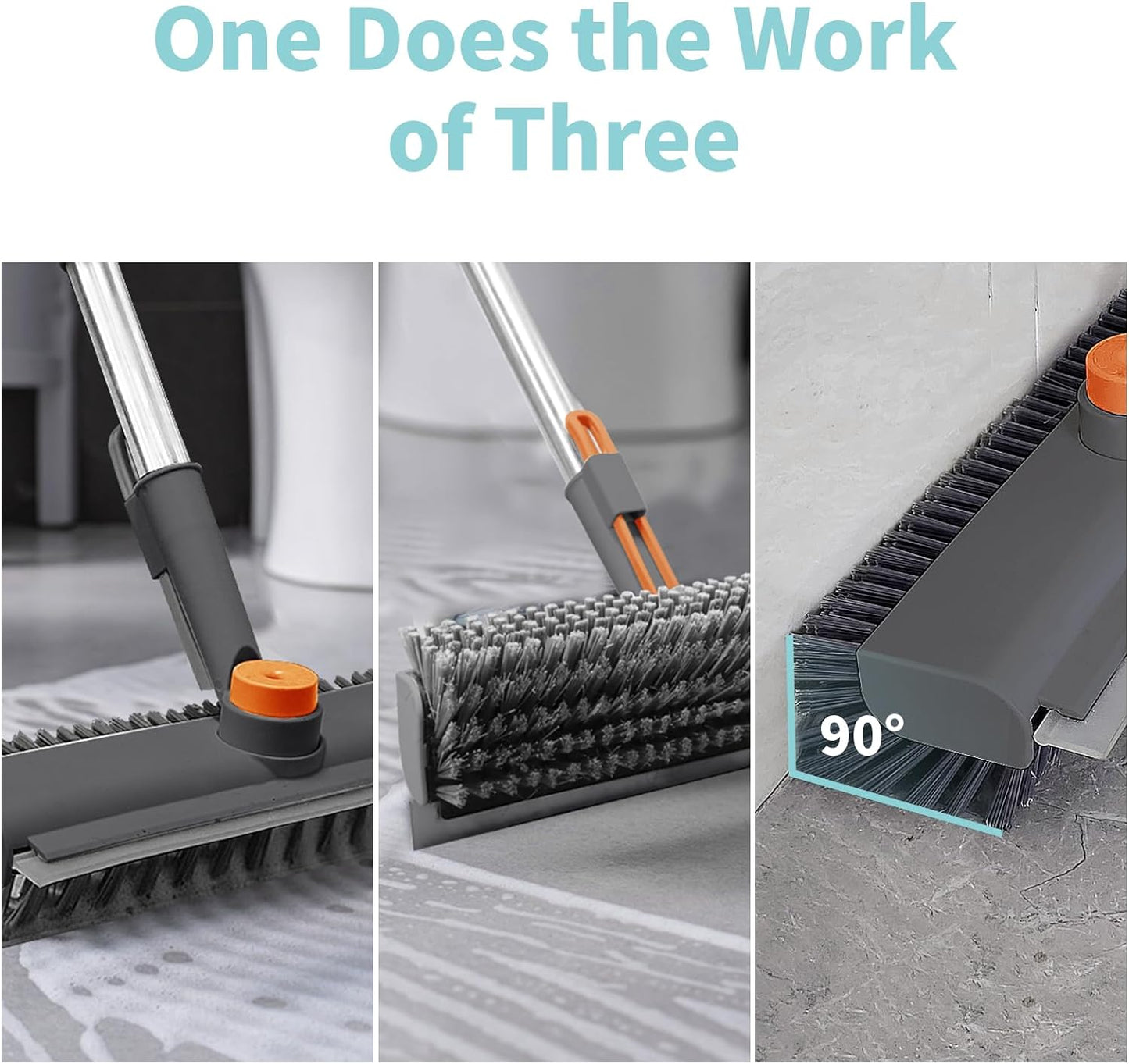 3-in-1 Rotatable Floor Scrub Brush with Extendable Long Handle