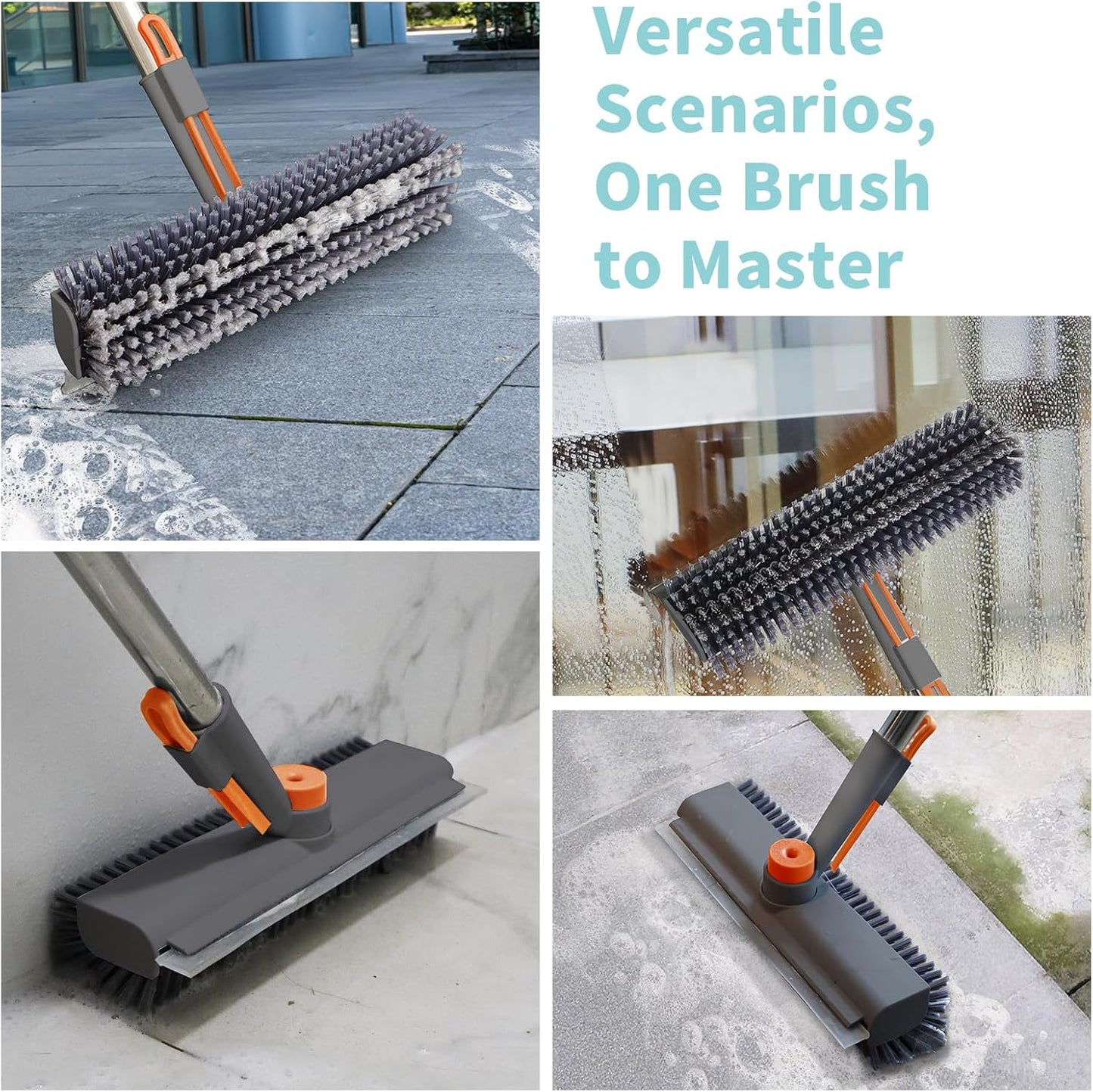 3-in-1 Rotatable Floor Scrub Brush with Extendable Long Handle